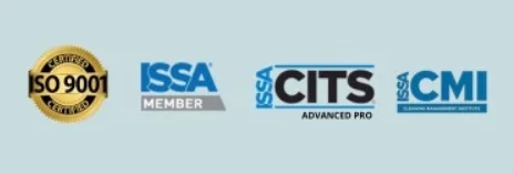 Certificações ISO 9001, ISSA Member, ISSA CITS Advanced Pro e ISSA CMI